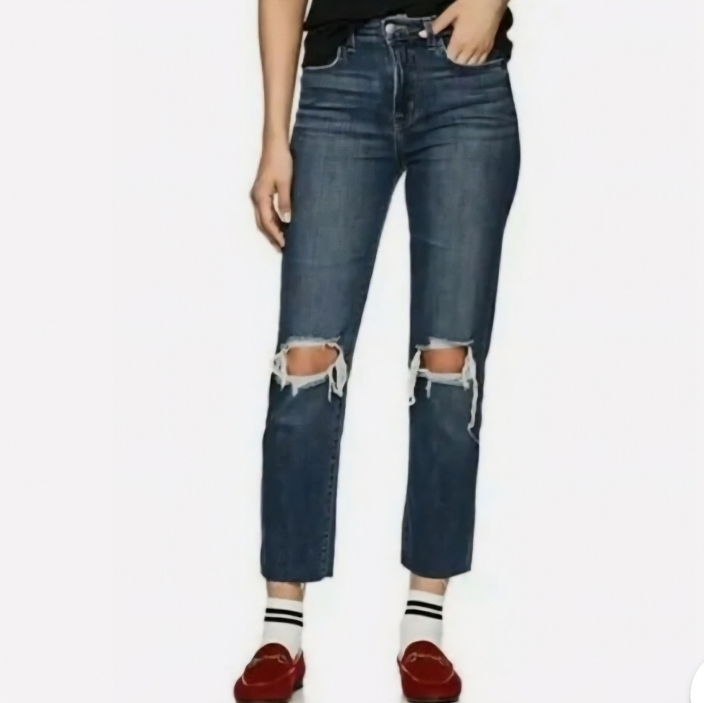 L'AGENCE Blue Audrina Straight High Rise Jeans